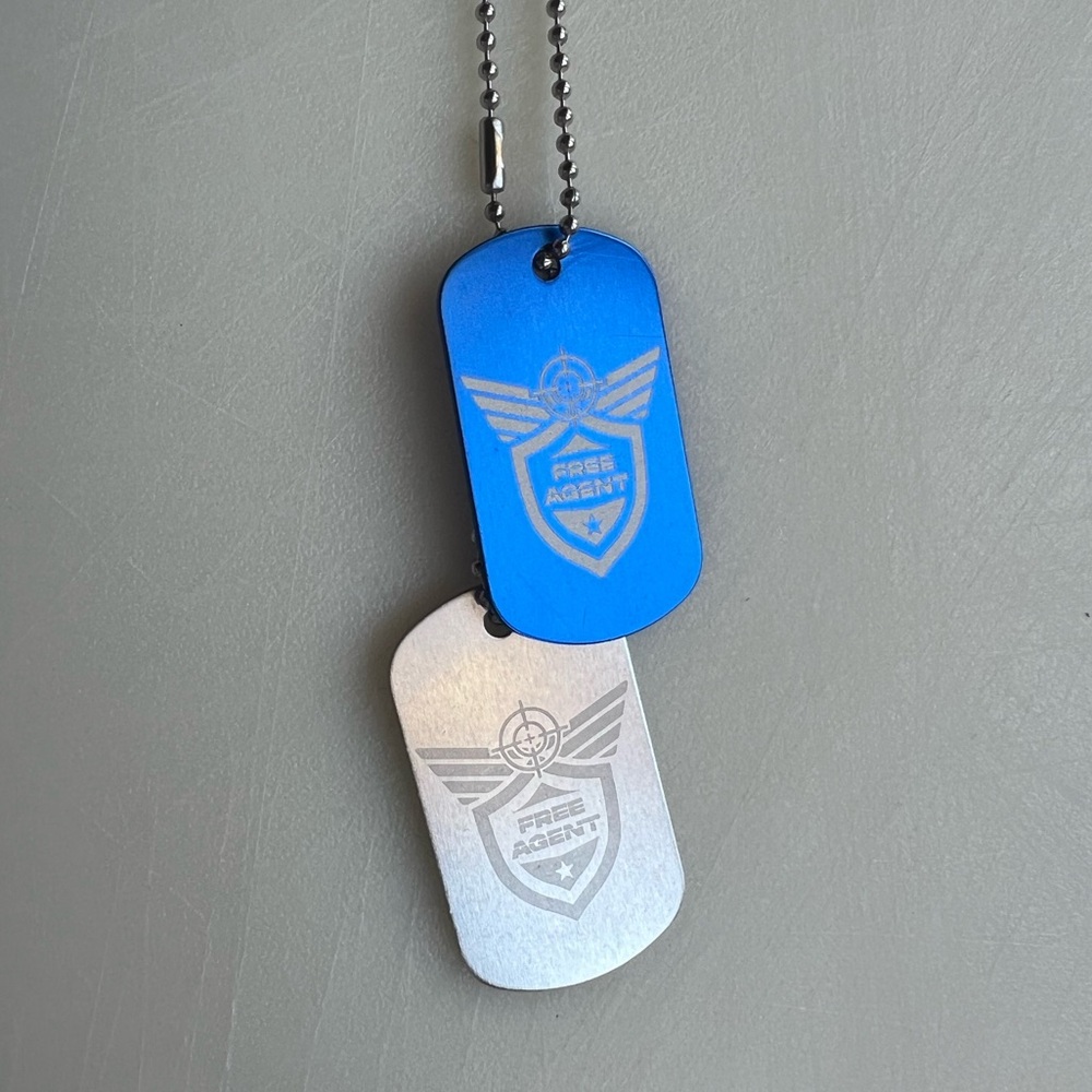 Blue & silver dogtags